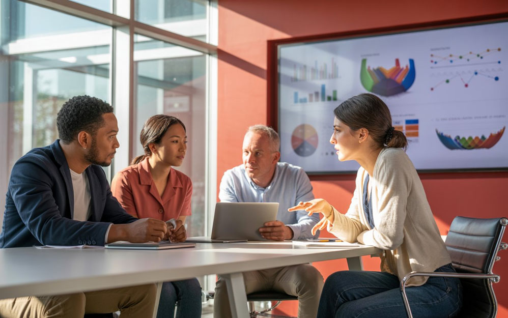 A team creating L&D content